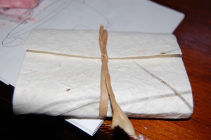 Mulberry paper and raffia ribbon 